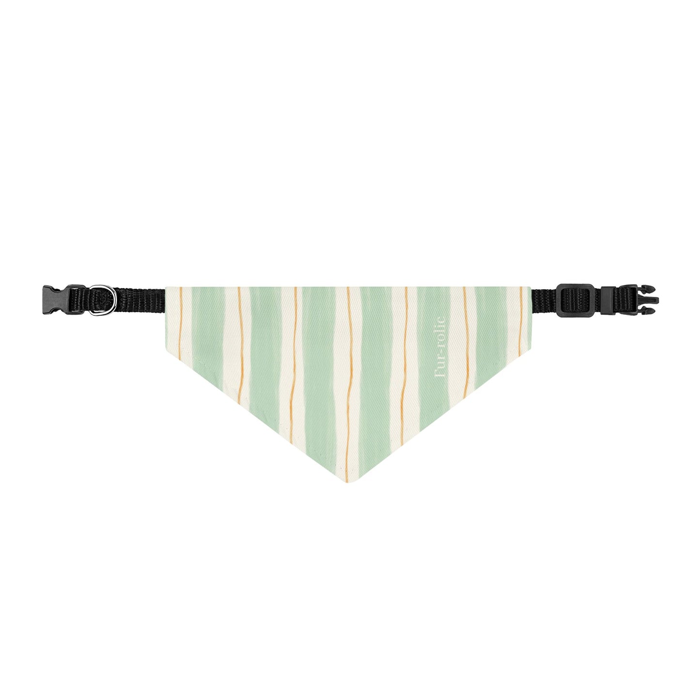 Striped Clip-On Pet Bandana — Mint & Cream Casual Dog Accessory