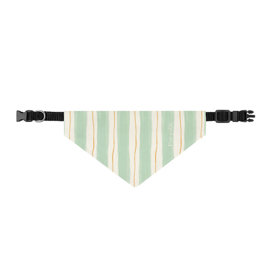 Striped Clip-On Pet Bandana — Mint & Cream Casual Dog Accessory
