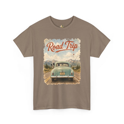 Road Trip Vintage Car T-Shirt - Retro Scenic Travel Tee (heavy Weight Tee)