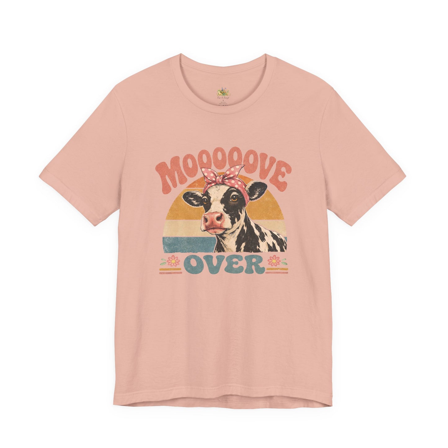 Moooove Over Cow Graphic Tee — Retro Farm Animal Shirt for Women & Men