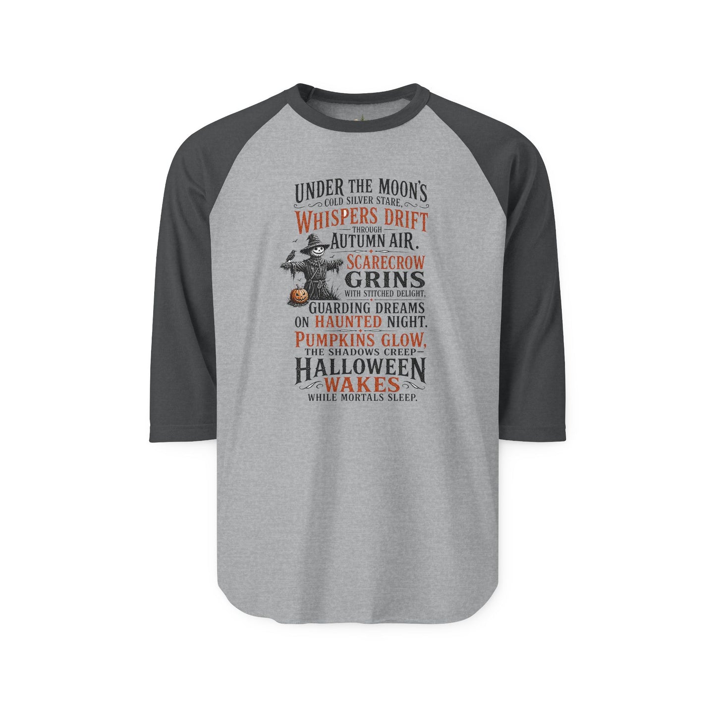 Halloween Raglan Shirt — 'Under the Moon's Whispers' Spooky Baseball Tee