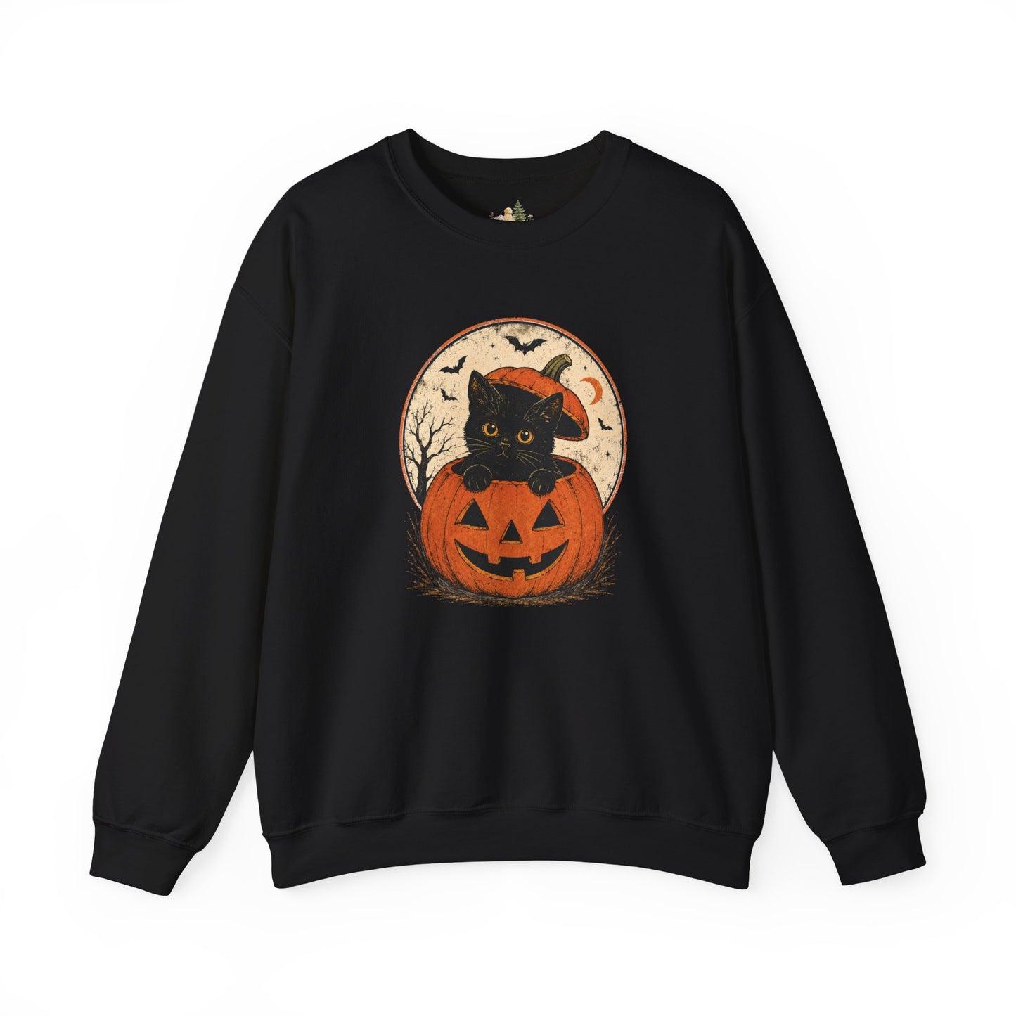 Halloween Black Cat Pumpkin Sweatshirt