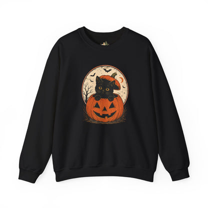 Halloween Black Cat Pumpkin Sweatshirt