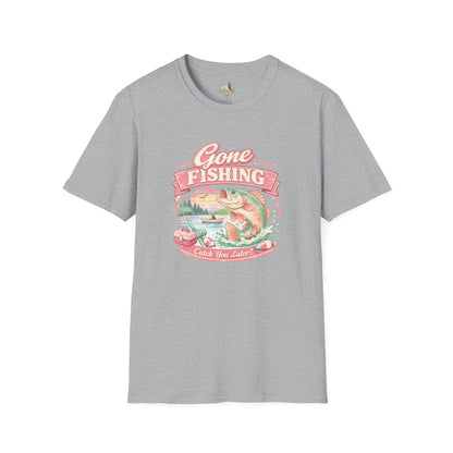 Gone Fishing T-Shirt – Retro Bass Fishing Graphic Tee (Catch You Later) Light Weight, Ultra Soft Tee
