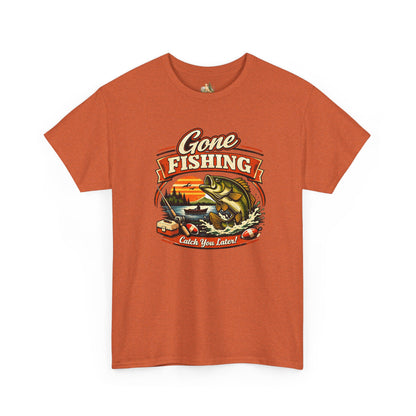 Gone Fishing Graphic Tee — "Gone Fishing, Catch You Later" Fishing T-Shirt (Heavy Weight Tee)