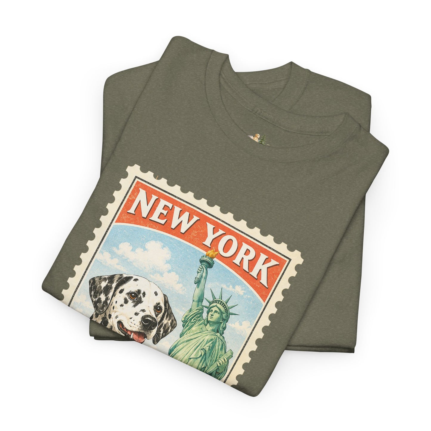 New York Dalmatian T-Shirt | Statue of Liberty Vintage Postage (Heavy Weight Tee)