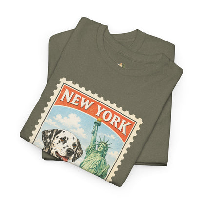 New York Dalmatian T-Shirt | Statue of Liberty Vintage Postage (Heavy Weight Tee)