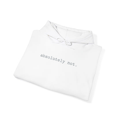 Minimal Embroidered 'absolutely not.' Hoodie - White Cozy Casual Sweatshirt
