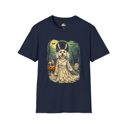 Unisex Halloween Dog Bride Of Barkenstein T-Shirt —What Tails Lurk Behind The Pines Collection