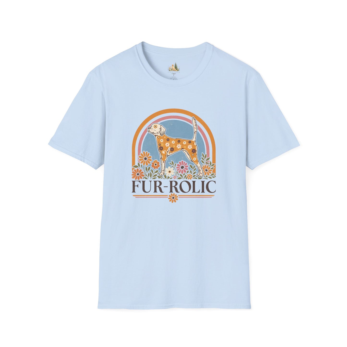 Dog Floral T-Shirt — 'Fur-Rolic' Retro Rainbow Canine Tee