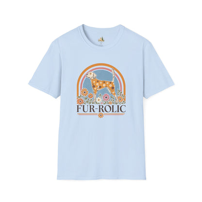 Dog Floral T-Shirt — 'Fur-Rolic' Retro Rainbow Canine Tee