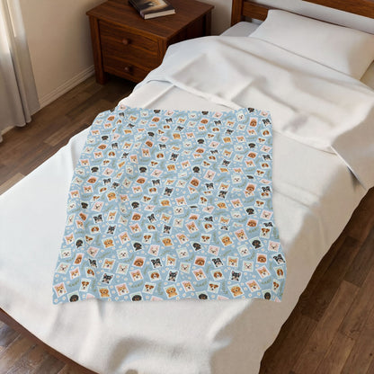Plush Blanket - Cute Puppy Pattern Velveteen Throw 30"x40"