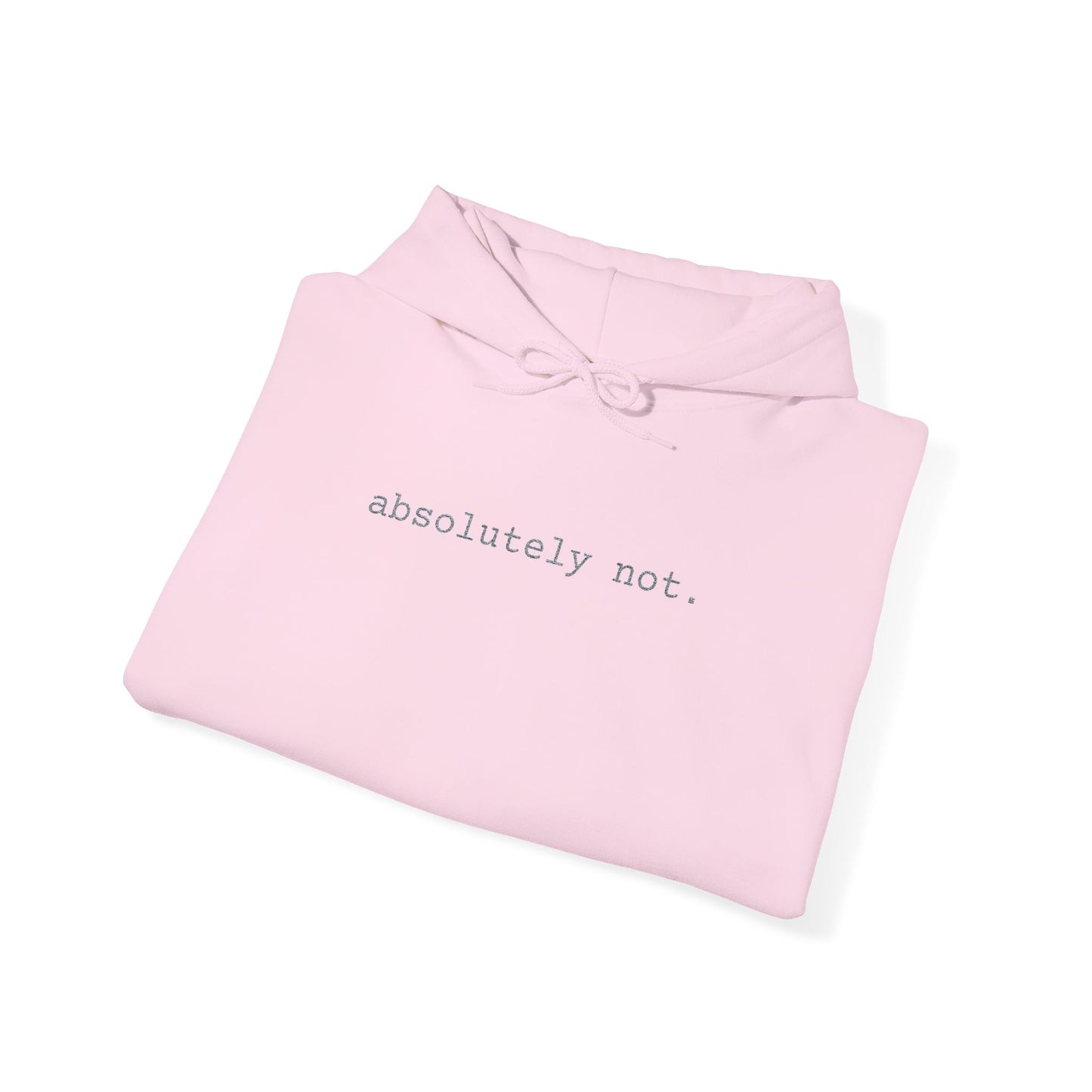 Minimal Embroidered 'absolutely not.' Hoodie - White Cozy Casual Sweatshirt