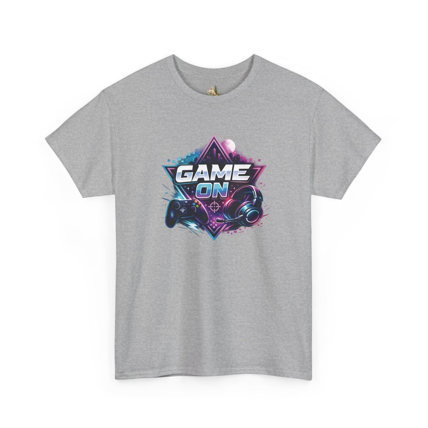 Game On T-Shirt — Retro Neon Gamer Tee with Controller Graphic (Heavy Weight Tee)