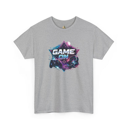 Game On T-Shirt — Retro Neon Gamer Tee with Controller Graphic (Heavy Weight Tee)