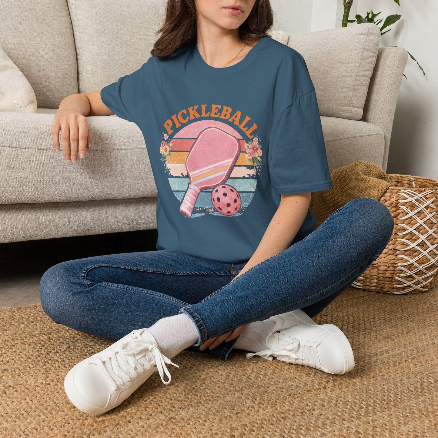 Pickleball Retro Paddle T‑Shirt — Vintage Floral Pickleball Tee Light Weight, Ultra Soft Tee