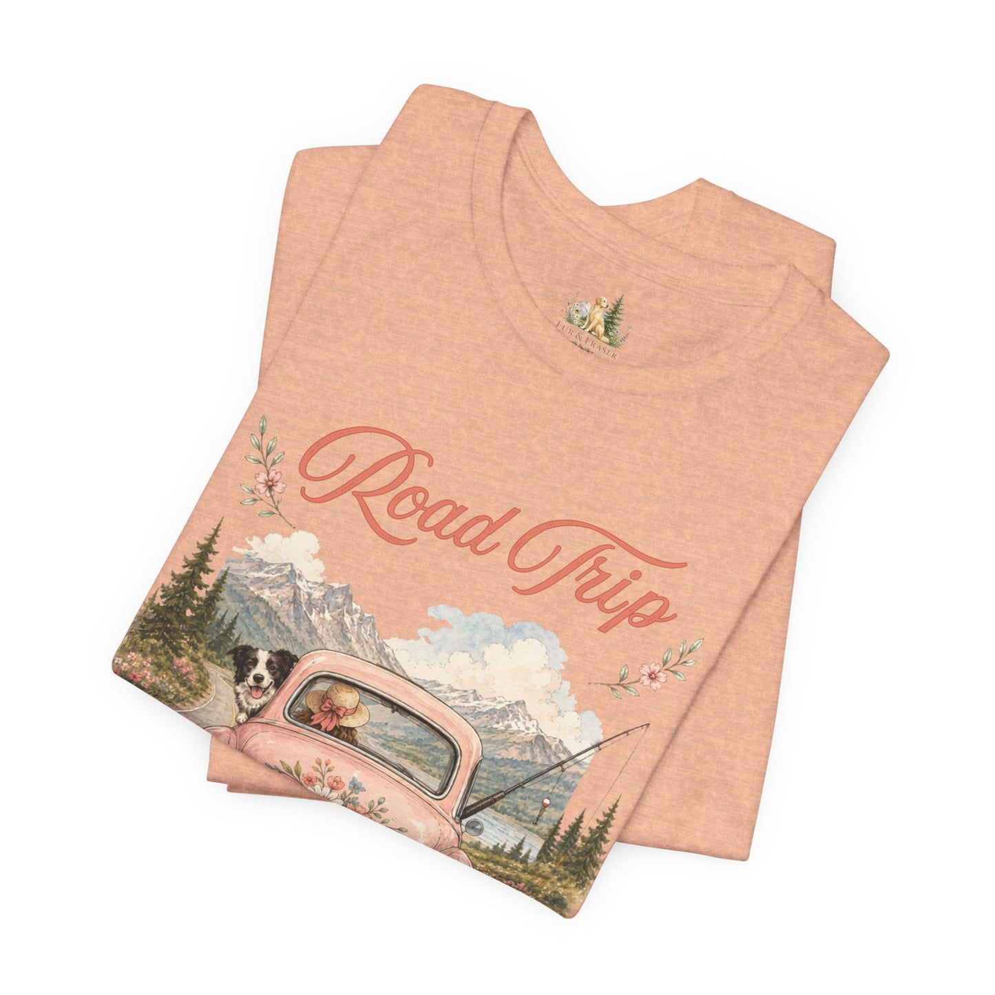 Road Trip Vintage Car T-Shirt — Retro Floral Scenic Drive Tee