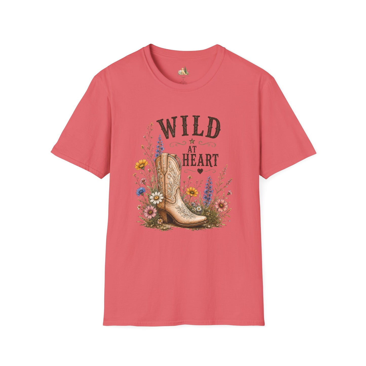 Wild at Heart Cowboy Boot T-Shirt – Floral Western Graphic Tee (Light Weight, Ultra Soft Tee)
