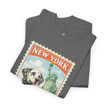 New York Dalmatian T-Shirt | Statue of Liberty Vintage Postage (Heavy Weight Tee)