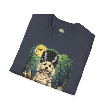 Unisex Halloween Dog Bride Of Barkenstein T-Shirt —What Tails Lurk Behind The Pines Collection