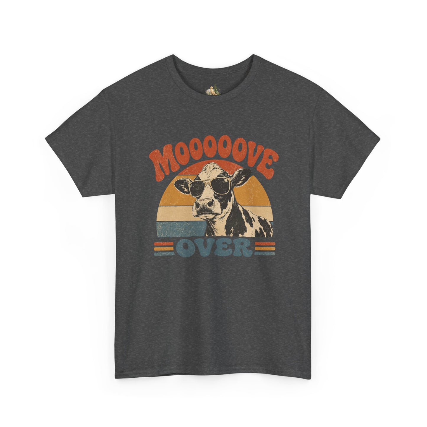 Mooove Over Cow Tee – Retro Vintage Farm Animal Graphic T-Shirt (Heavy Weight Tee)