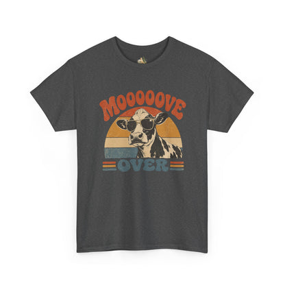 Mooove Over Cow Tee – Retro Vintage Farm Animal Graphic T-Shirt (Heavy Weight Tee)