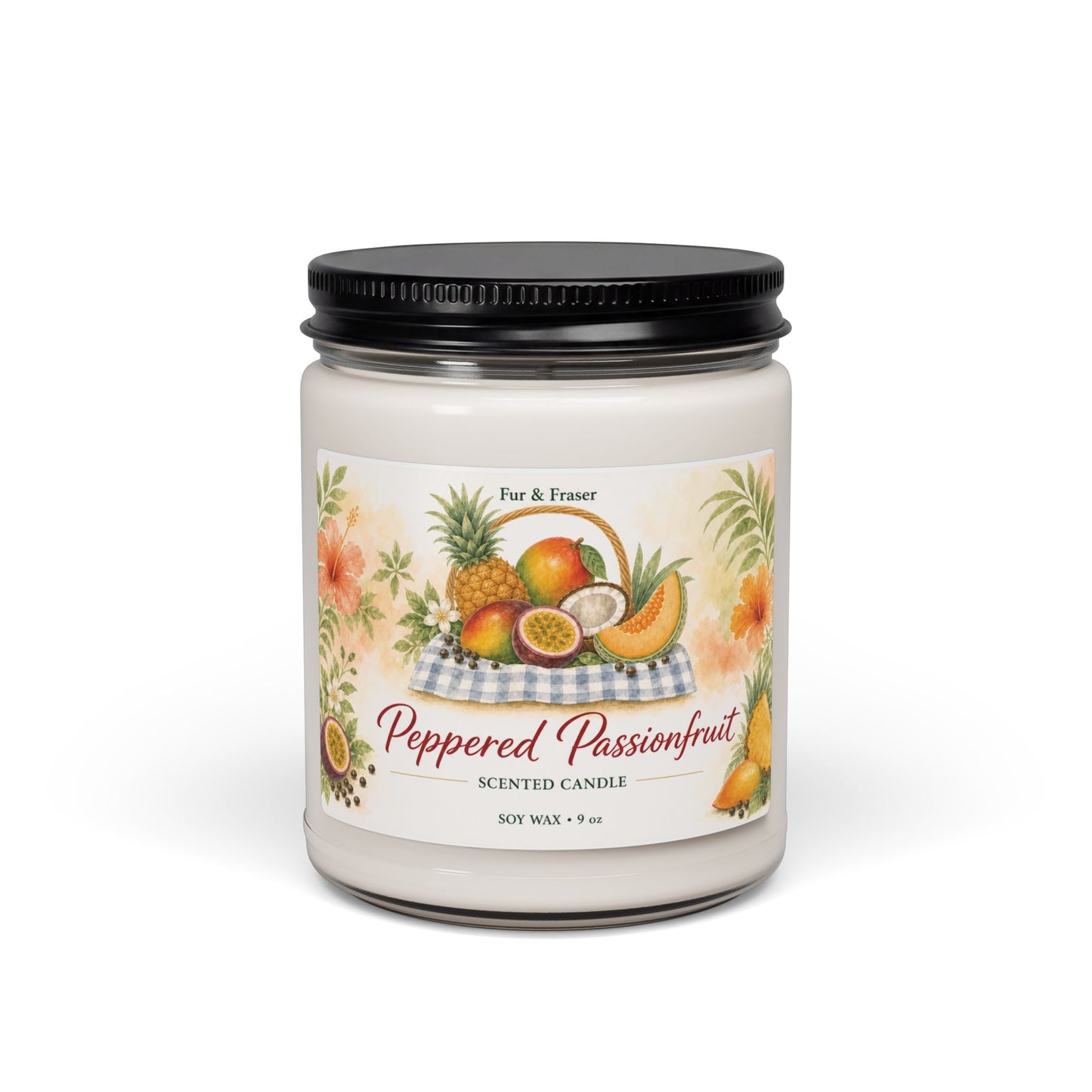 Peppered Passionfruit Soy Candle — 9oz Tropical Fruit Scented Jar