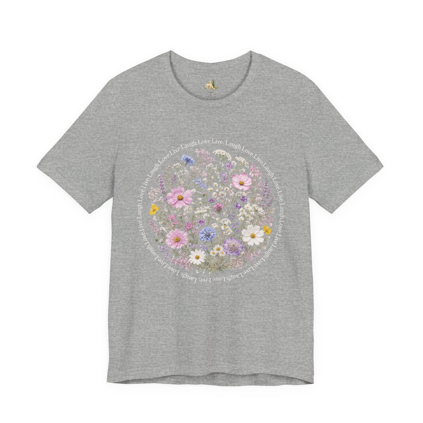Wildflower Circle T-Shirt — Floral 'Love' Typography Tee