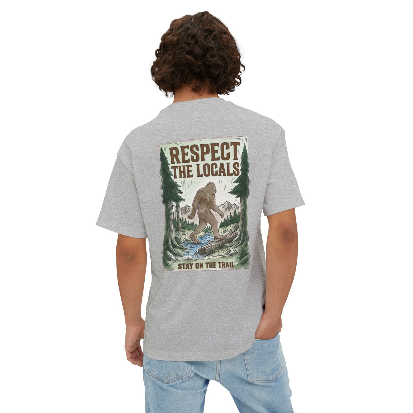 Respect The Locals T-Shirt — Bigfoot Trail Graphic Tee (Boxy Oversized Tee)