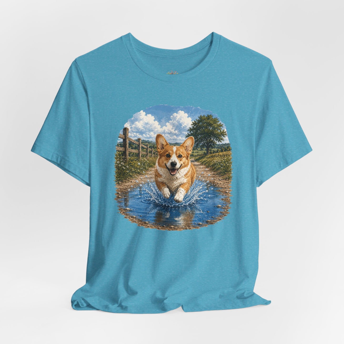Corgi Splash T-Shirt — Playful Dog Graphic Tee