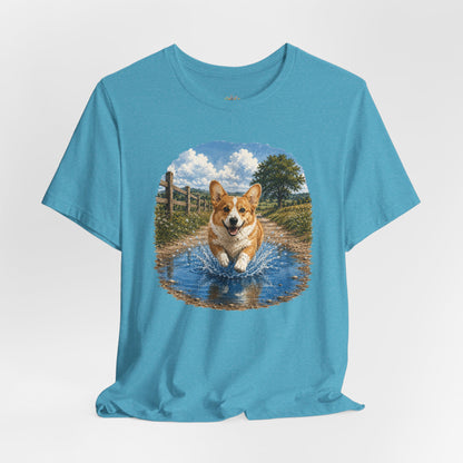 Corgi Splash T-Shirt — Playful Dog Graphic Tee