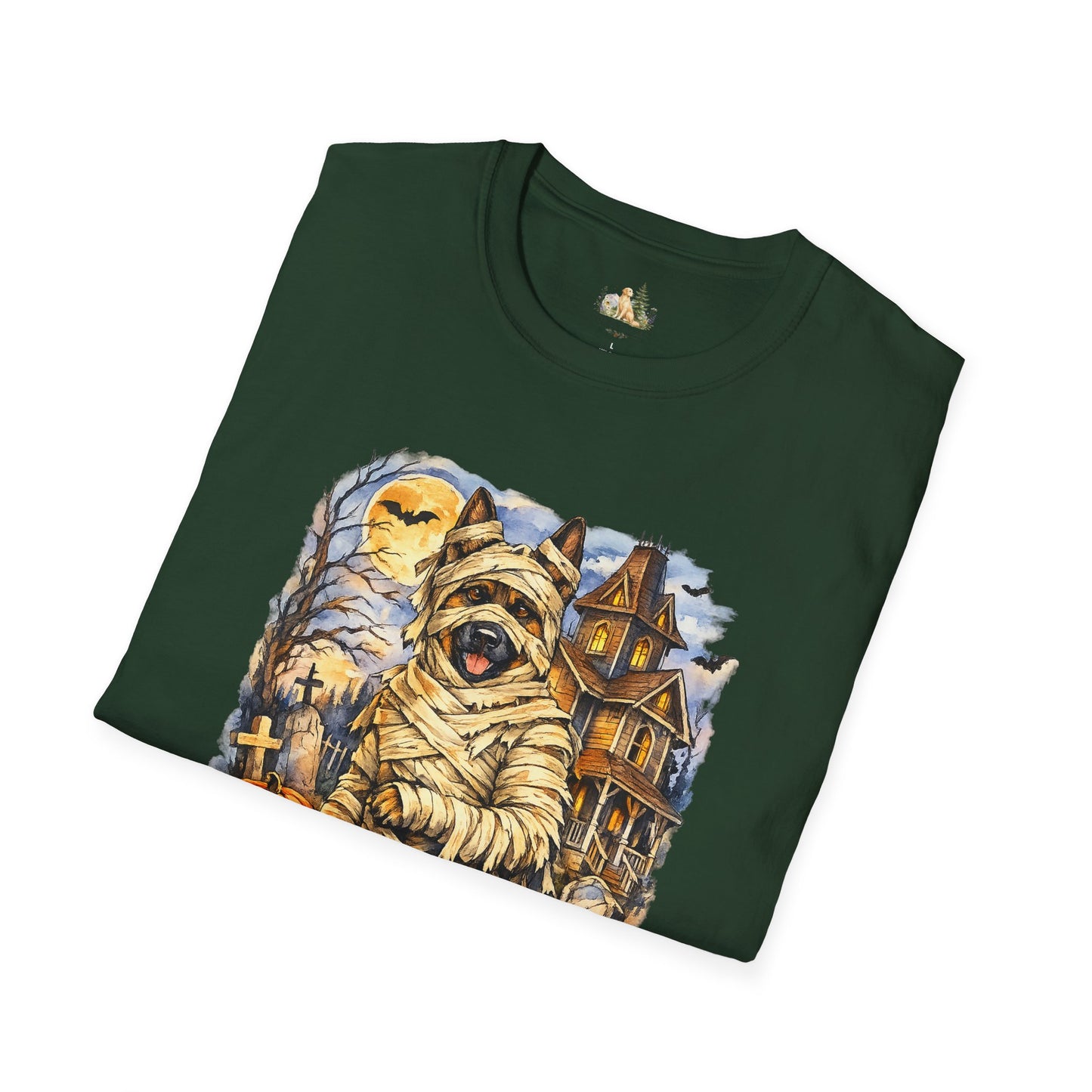 Unisex Mummy German Shepherd Halloween T-Shirt - What Tails Lurk Behind The Pines Collection