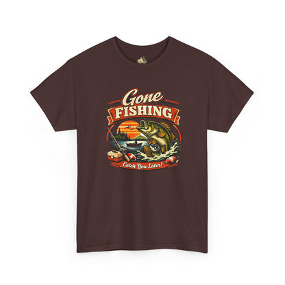 Gone Fishing Graphic Tee — "Gone Fishing, Catch You Later" Fishing T-Shirt (Heavy Weight Tee)