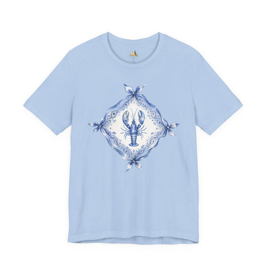 T-Shirt — Blue Delft Lobster Bandana Graphic Tee