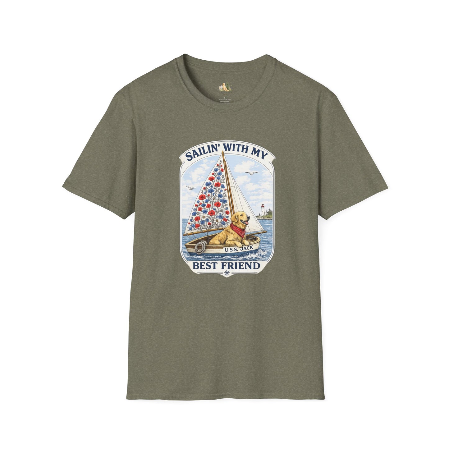 Sailing With My Best Friend dog sailboat T-Shirt | nautical pet lover tee (Light Weight, Ultra Soft Tee)
