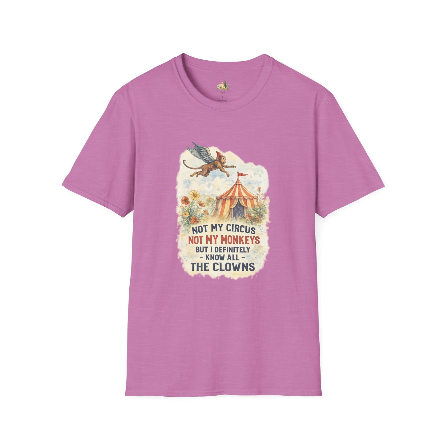 T-Shirt — Vintage Circus Monkey 'Not My Circus, Not My Monkeys' Graphic Tee (Light Weight, Ultra Soft Tee)
