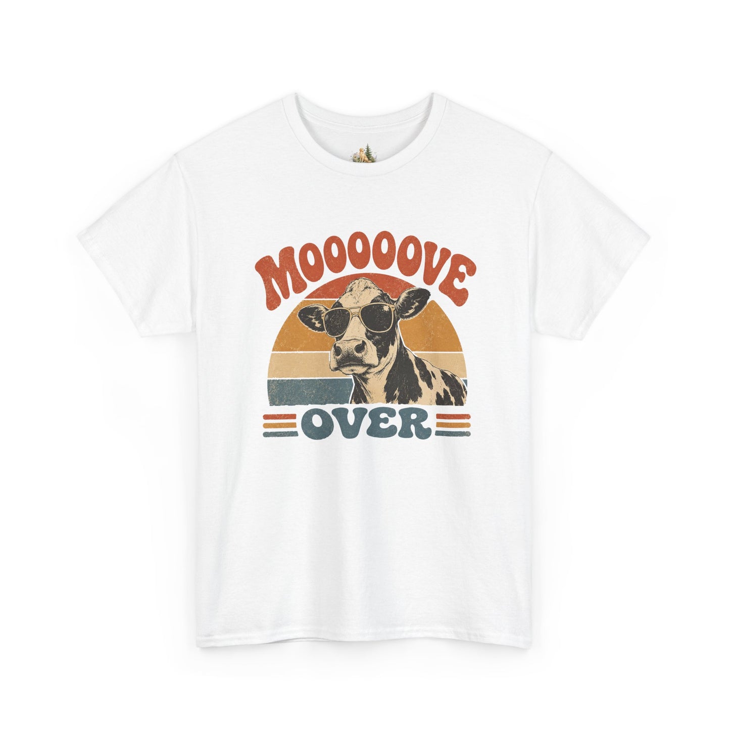 Mooove Over Cow Tee – Retro Vintage Farm Animal Graphic T-Shirt (Heavy Weight Tee)