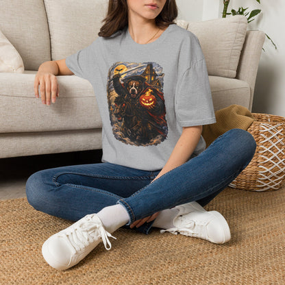 Unisex Halloween Pit Bull Headless Horseman Tee – What Tails Lurk Behind The Pines Collection