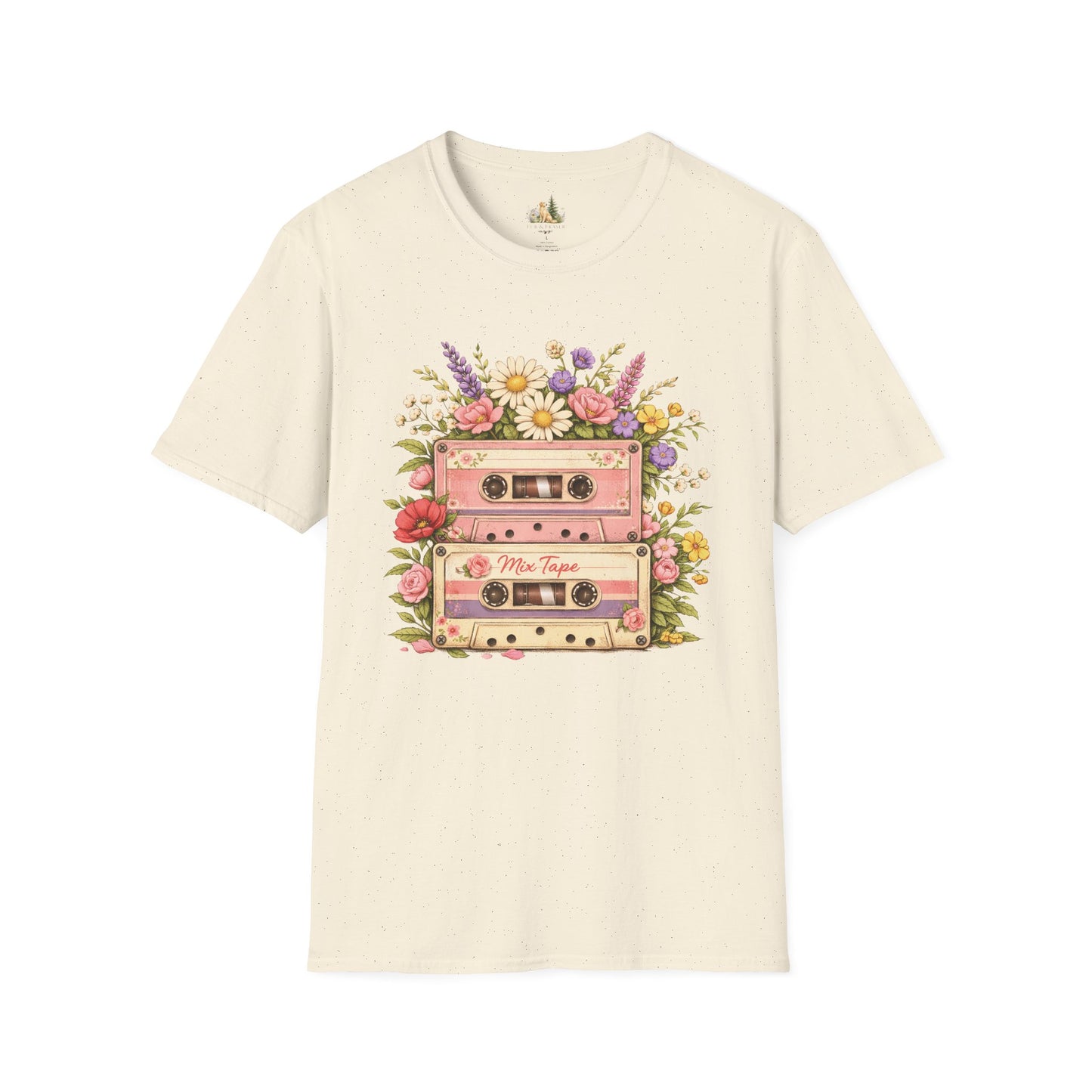 Retro Floral Cassette T-Shirt — Mix Tape Design for Music Lovers (Light Weight Ulta Soft Tee)