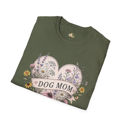Dog Mom Floral Heart T-Shirt (Light Weight, Ultra Soft)