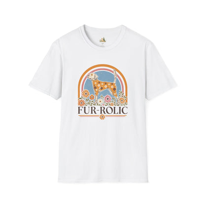 Dog Floral T-Shirt — 'Fur-Rolic' Retro Rainbow Canine Tee
