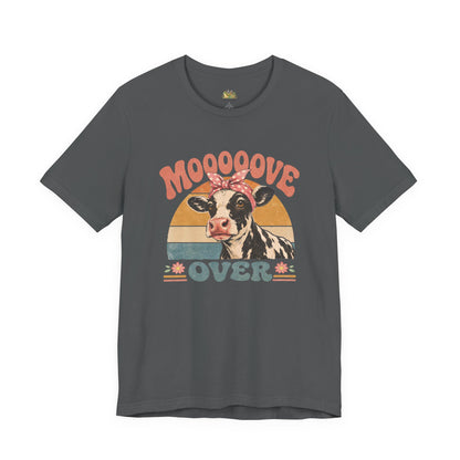 Moooove Over Cow Graphic Tee — Retro Farm Animal Shirt for Women & Men