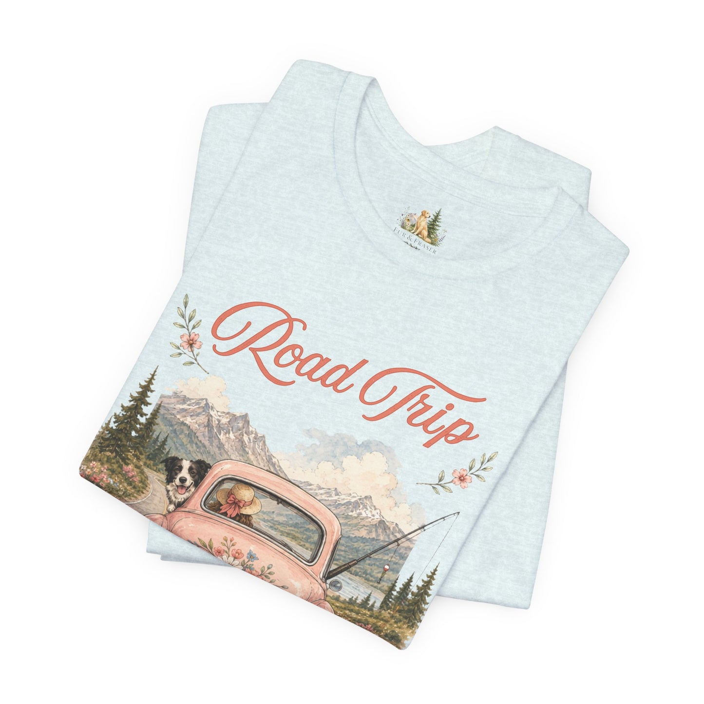Road Trip Vintage Car T-Shirt — Retro Floral Scenic Drive Tee