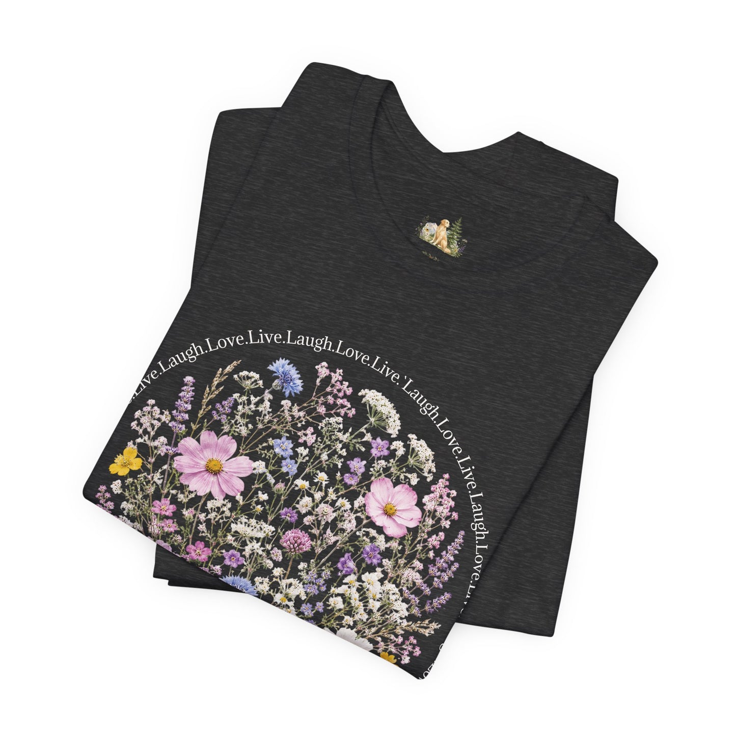 Wildflower Circle T-Shirt — Floral 'Love' Typography Tee
