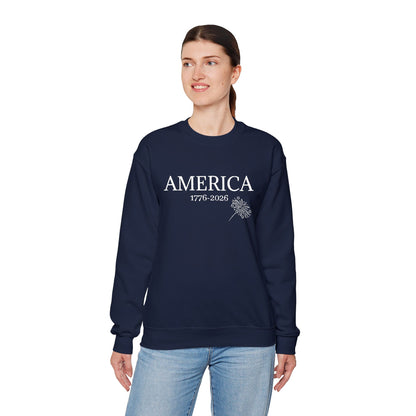Unisex Embroidered America 1776-2026 Unisex Crewneck Sweatshirt — Patriotic Design