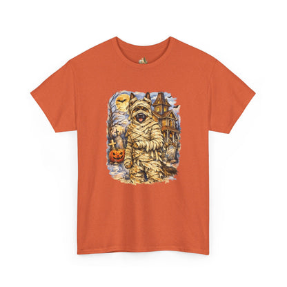 Unisex Mummy German Shepherd Halloween T-Shirt - What Tails Lurk Behind The Pines Collection (Heavy Weight Tee)