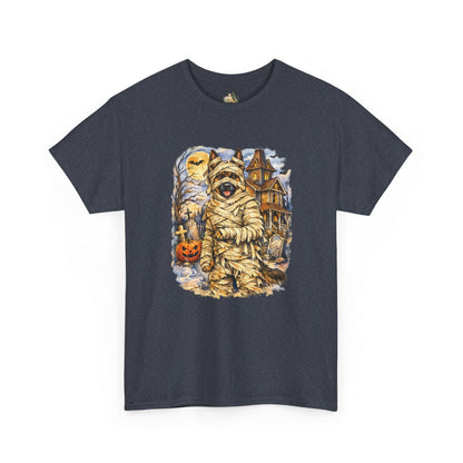Unisex Mummy German Shepherd Halloween T-Shirt - What Tails Lurk Behind The Pines Collection (Heavy Weight Tee)