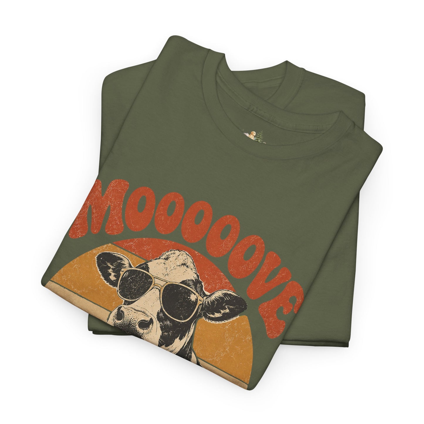 Mooove Over Cow Tee – Retro Vintage Farm Animal Graphic T-Shirt (Heavy Weight Tee)