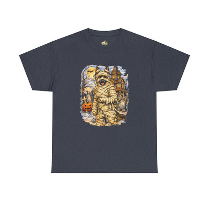 Unisex Mummy German Shepherd Halloween T-Shirt - What Tails Lurk Behind The Pines Collection (Heavy Weight Tee)