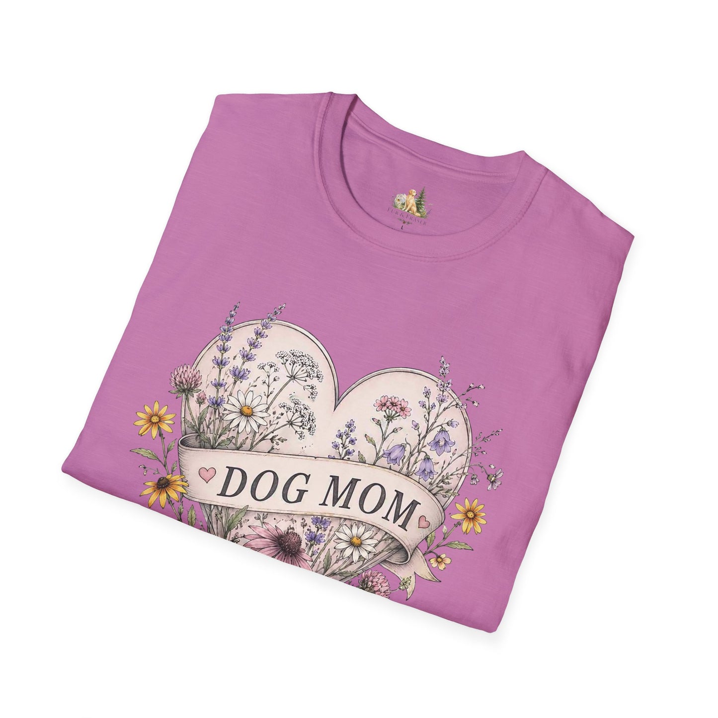 Dog Mom Floral Heart T-Shirt (Light Weight, Ultra Soft)